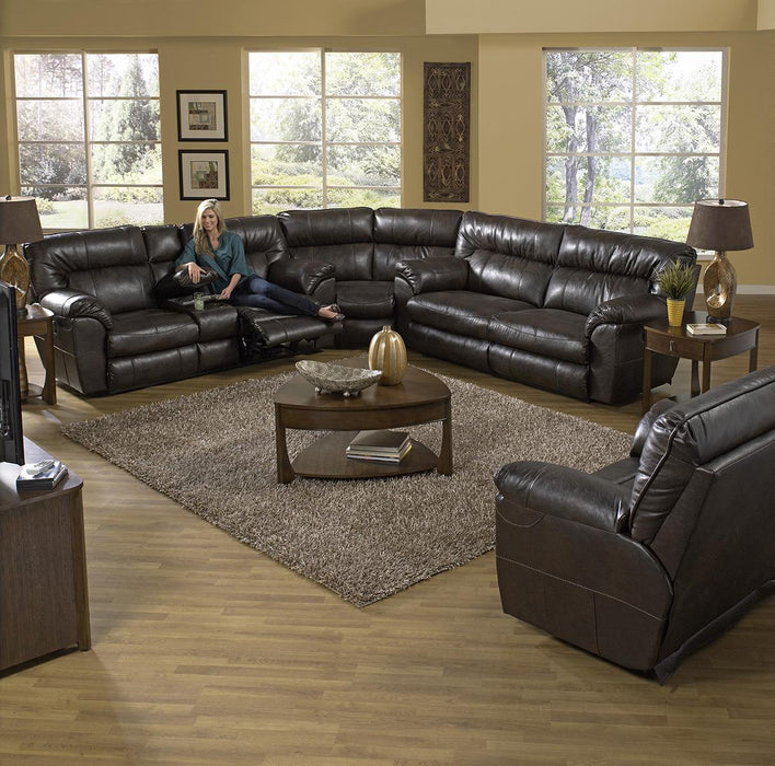 Catnapper Nolan Power Extra Wide Reclining Console Loveseat w/ Storage & Cupholder in Godiva