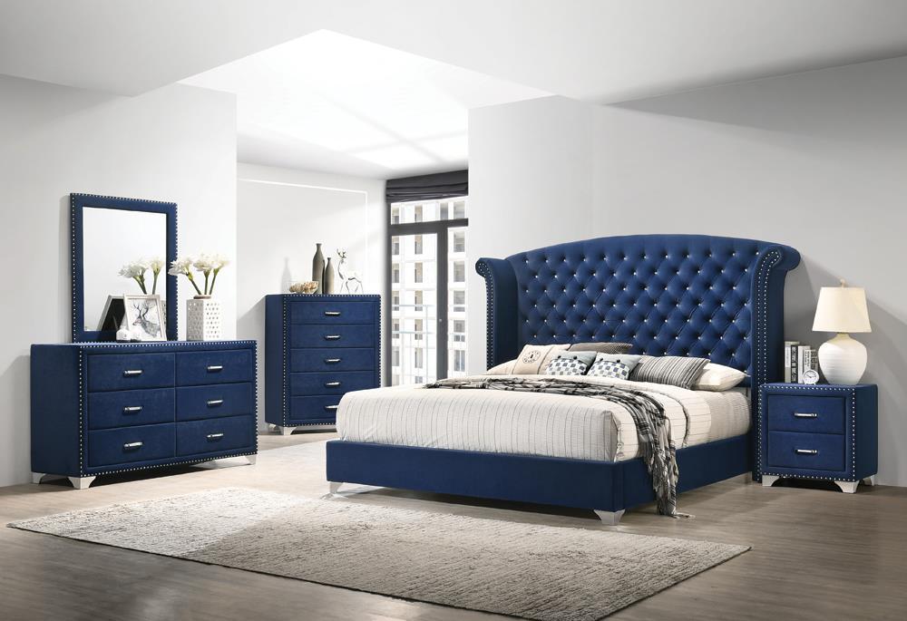 Melody 6-drawer Upholstered Dresser Pacific Blue